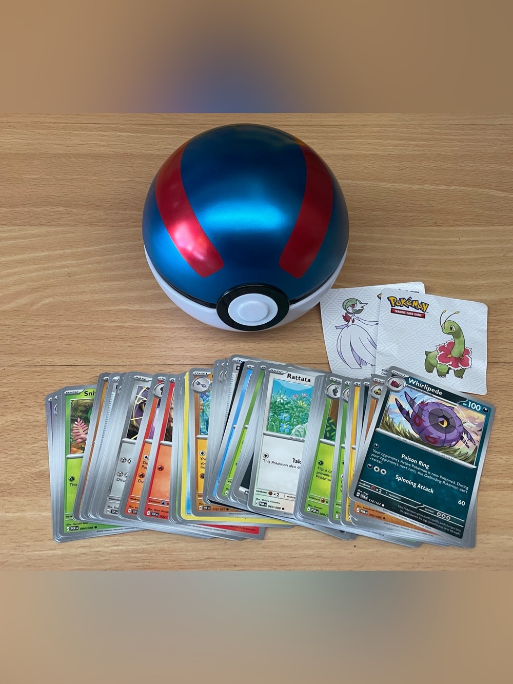 Poké Ball Card Case with Assorted Common Pokémon Trading Cards No Holos
